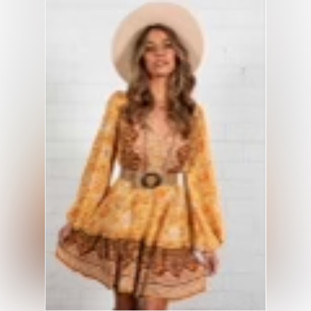Gingham & Heels “My Embrace” Dress; Yellow, Paisley Size 14 / XL